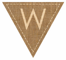 Letter W Alphabet Hessian with Stitches Flag Bunting High Resolution PDF Printable