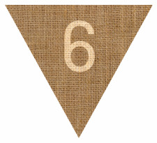 Number 6 Numbered Hessian with Stitches Flag Bunting High Resolution PDF Printable