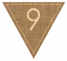 Number 9 Numbered Hessian with Stitches Flag Bunting High Resolution PDF Printable Stitches
