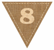 Number 8 Numbered Hessian with Stitches Flag Bunting High Resolution PDF Printable Stitches