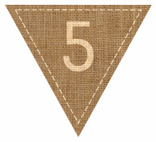 Number 5 Numbered Hessian with Stitches Flag Bunting High Resolution PDF Printable Stitches