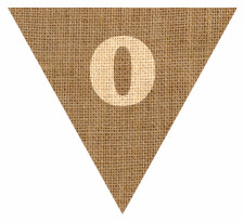 Number 0 Numbered Hessian with Stitches Flag Bunting High Resolution PDF Printable