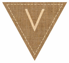 Letter V Alphabet Hessian with Stitches Flag Bunting High Resolution PDF Printable