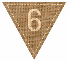Number 6 Numbered Hessian with Stitches Flag Bunting High Resolution PDF Printable Stitches