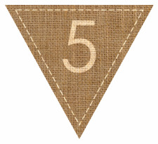 Number 5 Numbered Hessian with Stitches Flag Bunting High Resolution PDF Printable Stitches