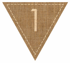 Number 1 Numbered Hessian with Stitches Flag Bunting High Resolution PDF Printable