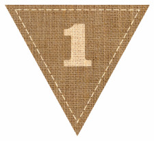 Number 1 Numbered Hessian with Stitches Flag Bunting High Resolution PDF Printable