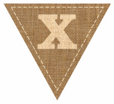 Letter X Alphabet Hessian with Stitches Flag Bunting High Resolution PDF Printable