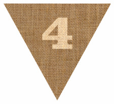 Number 4 Numbered Hessian with Stitches Flag Bunting High Resolution PDF Printable