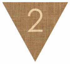 Number 2 Numbered Hessian with Stitches Flag Bunting High Resolution PDF Printable