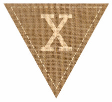 Letter X Alphabet Hessian with Stitches Flag Bunting High Resolution PDF Printable