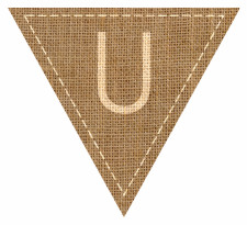 Letter U Alphabet Hessian with Stitches Flag Bunting High Resolution PDF Printable