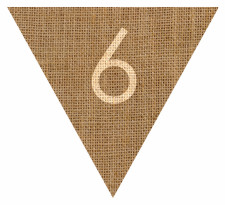 Number 6 Numbered Hessian with Stitches Flag Bunting High Resolution PDF Printable