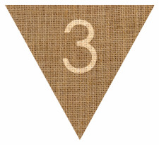 Number 3 Numbered Hessian with Stitches Flag Bunting High Resolution PDF Printable