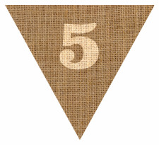 Number 5 Numbered Hessian with Stitches Flag Bunting High Resolution PDF Printable
