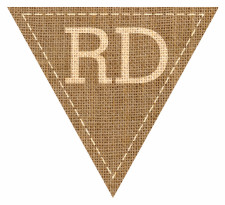Number THIRD Numbered Hessian with Stitches Flag Bunting High Resolution PDF Printable Stiches