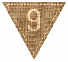 Number 9 Numbered Hessian with Stitches Flag Bunting High Resolution PDF Printable Stitches