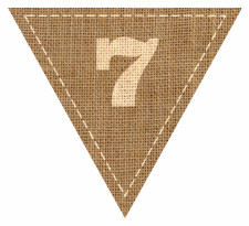 Number 7 Numbered Hessian with Stitches Flag Bunting High Resolution PDF Printable Stitches