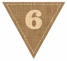 Number 6 Numbered Hessian with Stitches Flag Bunting High Resolution PDF Printable Stitches