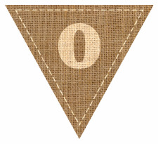 Number 0 Numbered Hessian with Stitches Flag Bunting High Resolution PDF Printable Stiches