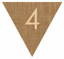 Number 4 Numbered Hessian with Stitches Flag Bunting High Resolution PDF Printable