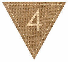Number 4 Numbered Hessian with Stitches Flag Bunting High Resolution PDF Printable Stitches